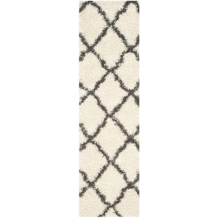 Safavieh 2 ft. 3 in. x 10 ft. SGD-Dallas Shag Rectangle Machine Made Rug - Ivory & Dark Grey SGDS257H-210